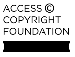 Access Copyright Foundation Logo, white background black text, black bar